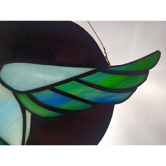 Stained Glass Panel Wall Hanging Window Decor 9 x 11 in Blue Bird Yellow Beak - Picture 9 of 10